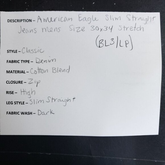 American Eagle Slim Straight Jeans Men's Size 30x34 Stretch - Picture 7 of 7